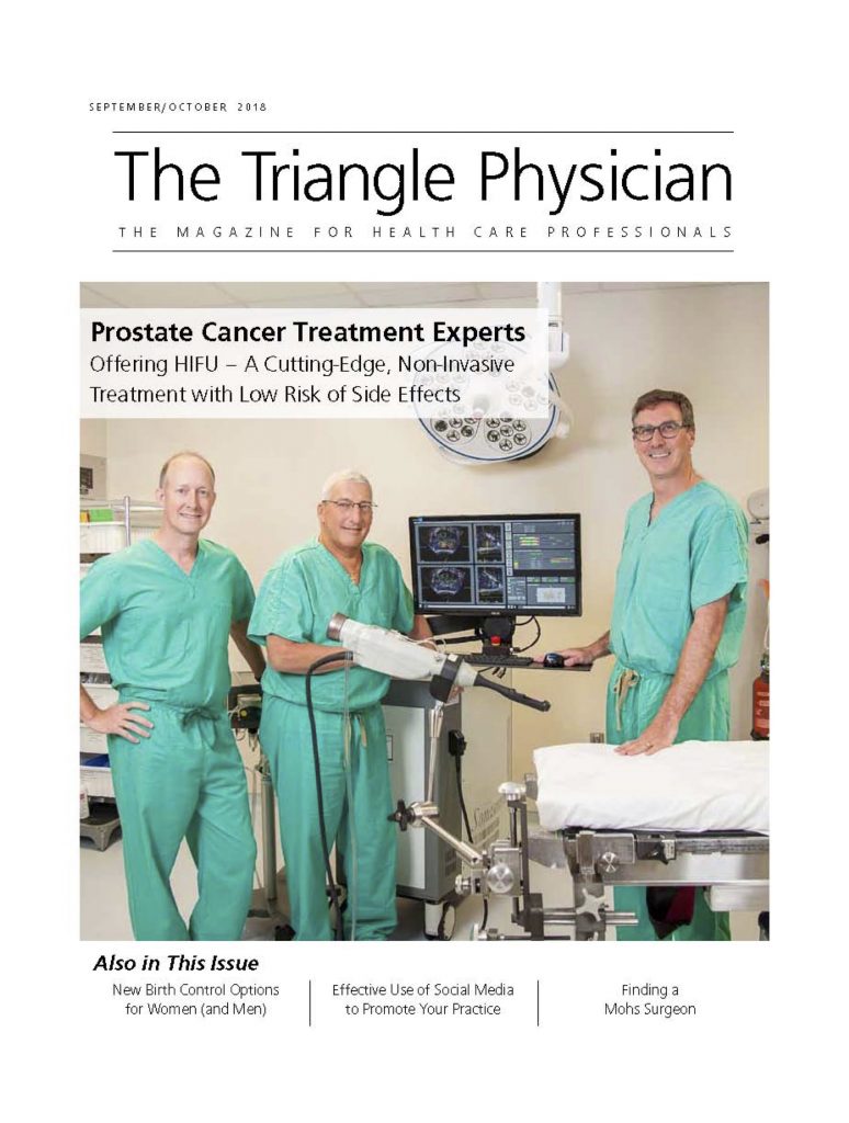 HIFU Prostate Services and HIFU physicians in NC featured in The Triangle Physician